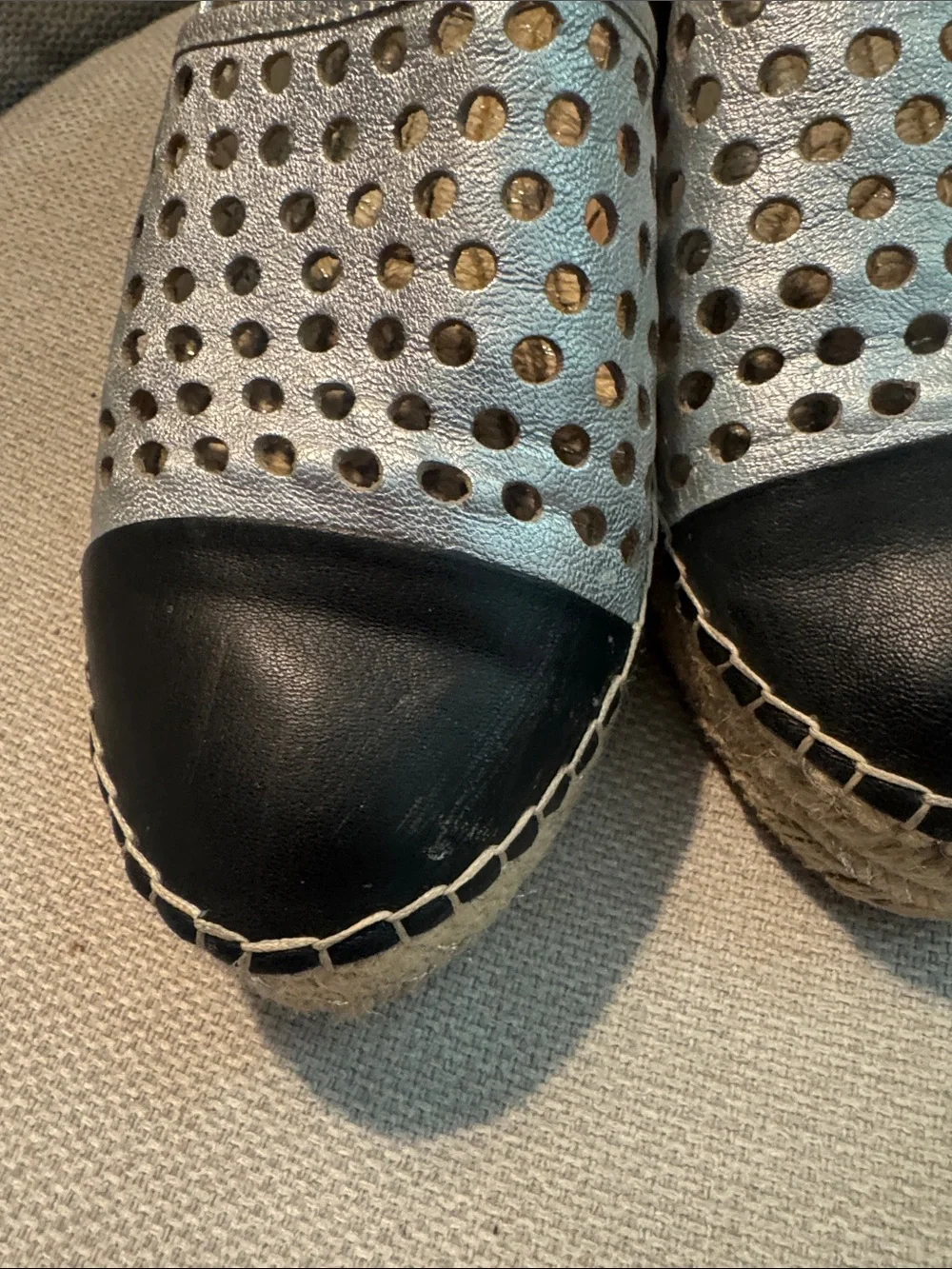Loeffler Randall Mara champagne Perforated Slip-On Espadrille - Size 9